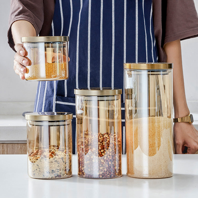 Glass Large Airtight Jar With Lid Moisture-proof Storage Tank Sugar Bowl Tea Can Grain Storage Tank