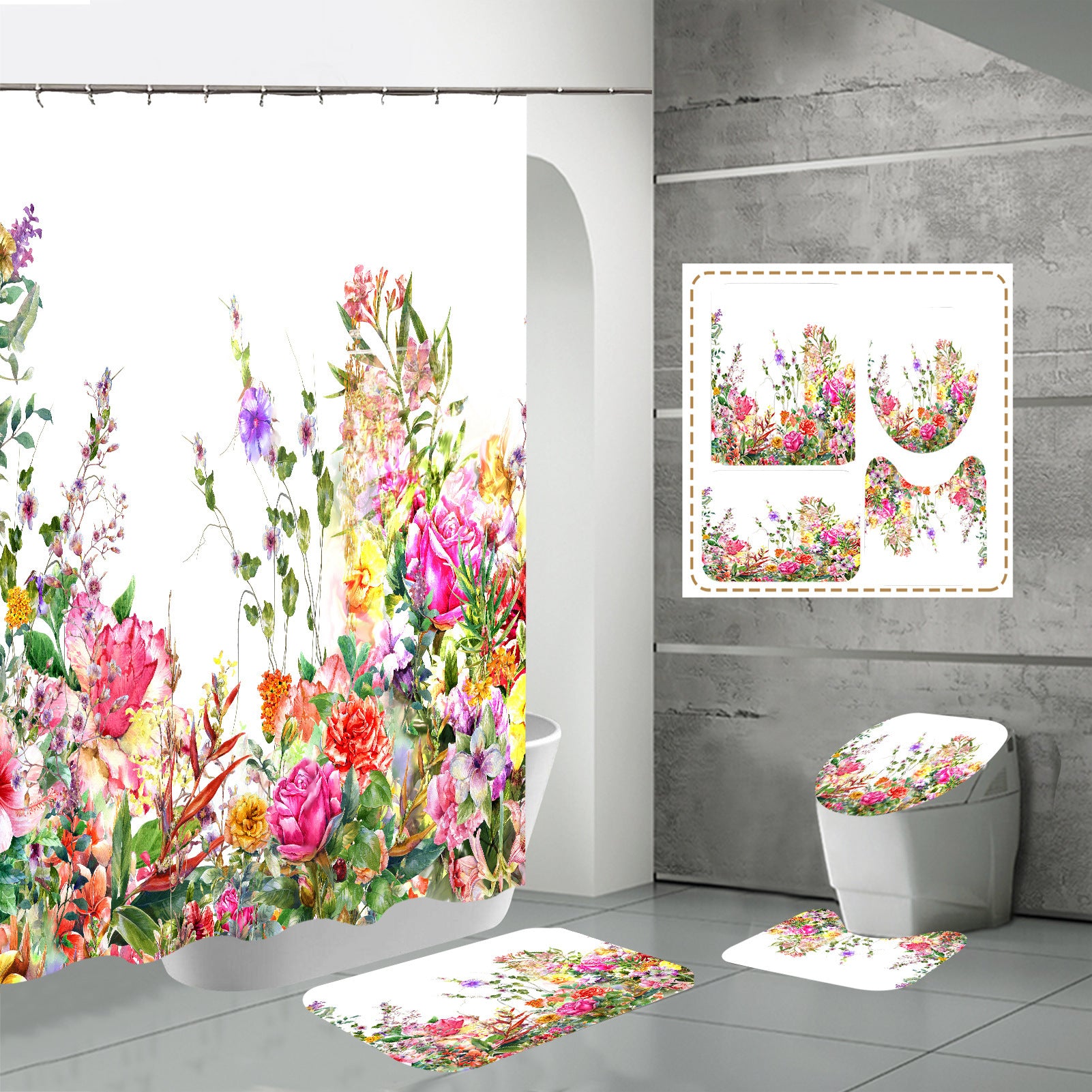 3D HD Digital Printing Bathroom Shower Curtain