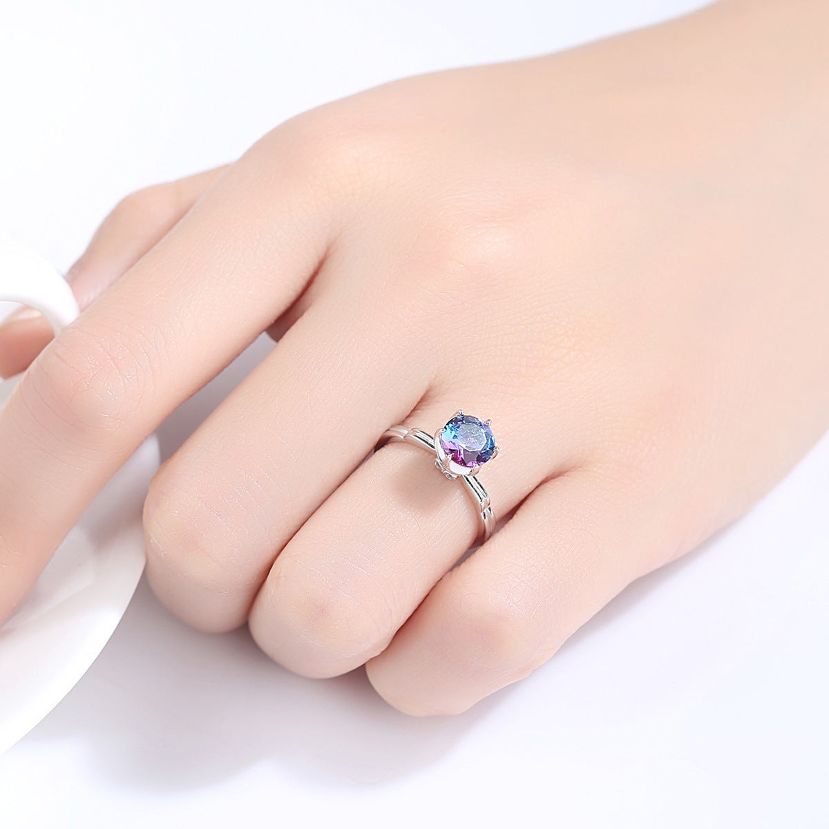 Silver Jewelry Synthetic Rainbow Gem Fashion