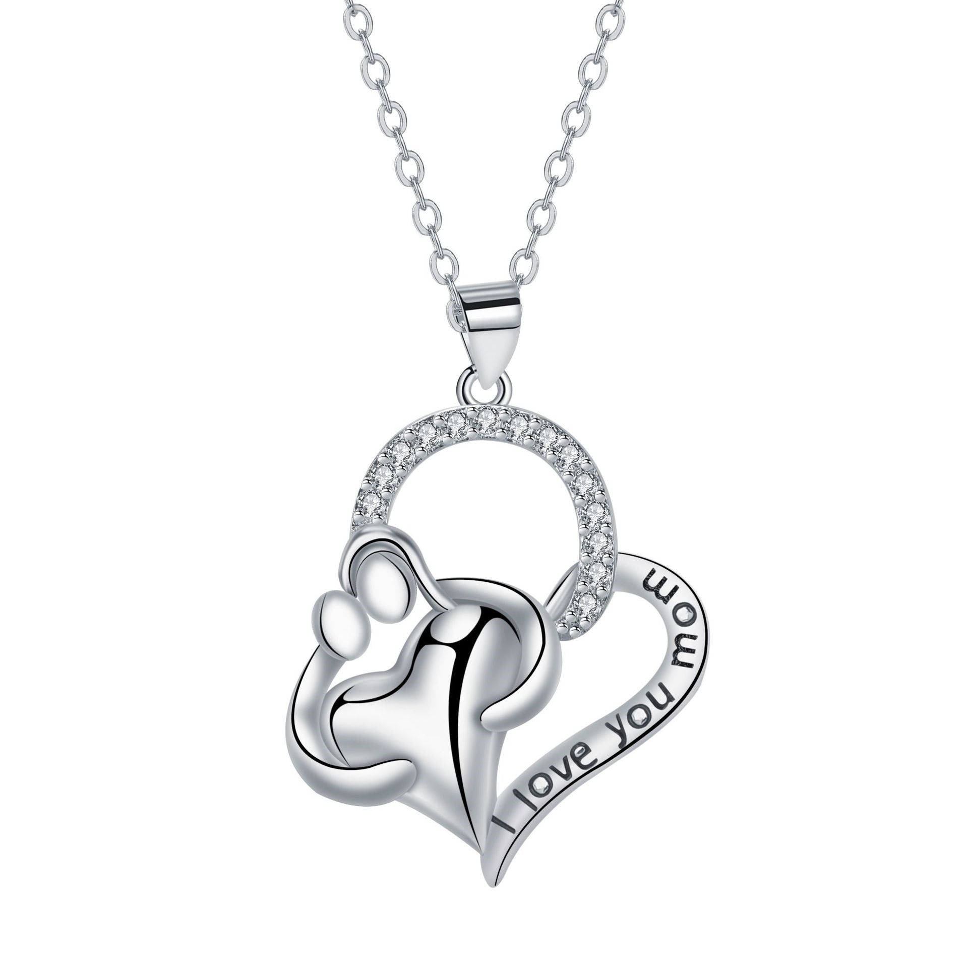 Mother's Day Ornament Heart-shaped Mother-child Pendant Necklace