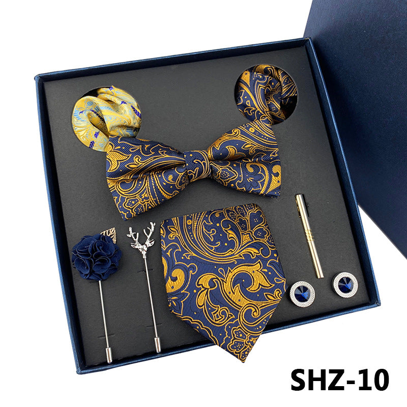 Men's Fashion Simple Pocket Scarf Brooch Tie Set