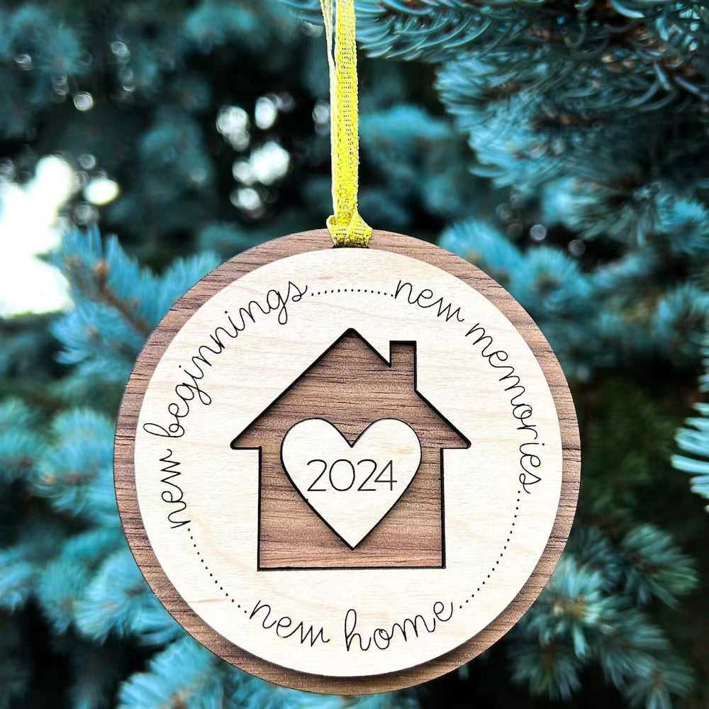 Christmas Gift Pendant Wooden Home Festival Decorative Supplies