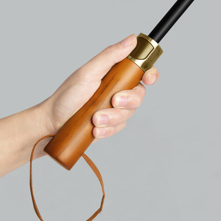 8 Bone Automatic Wooden Handle Umbrella Long Handle Straight Pole