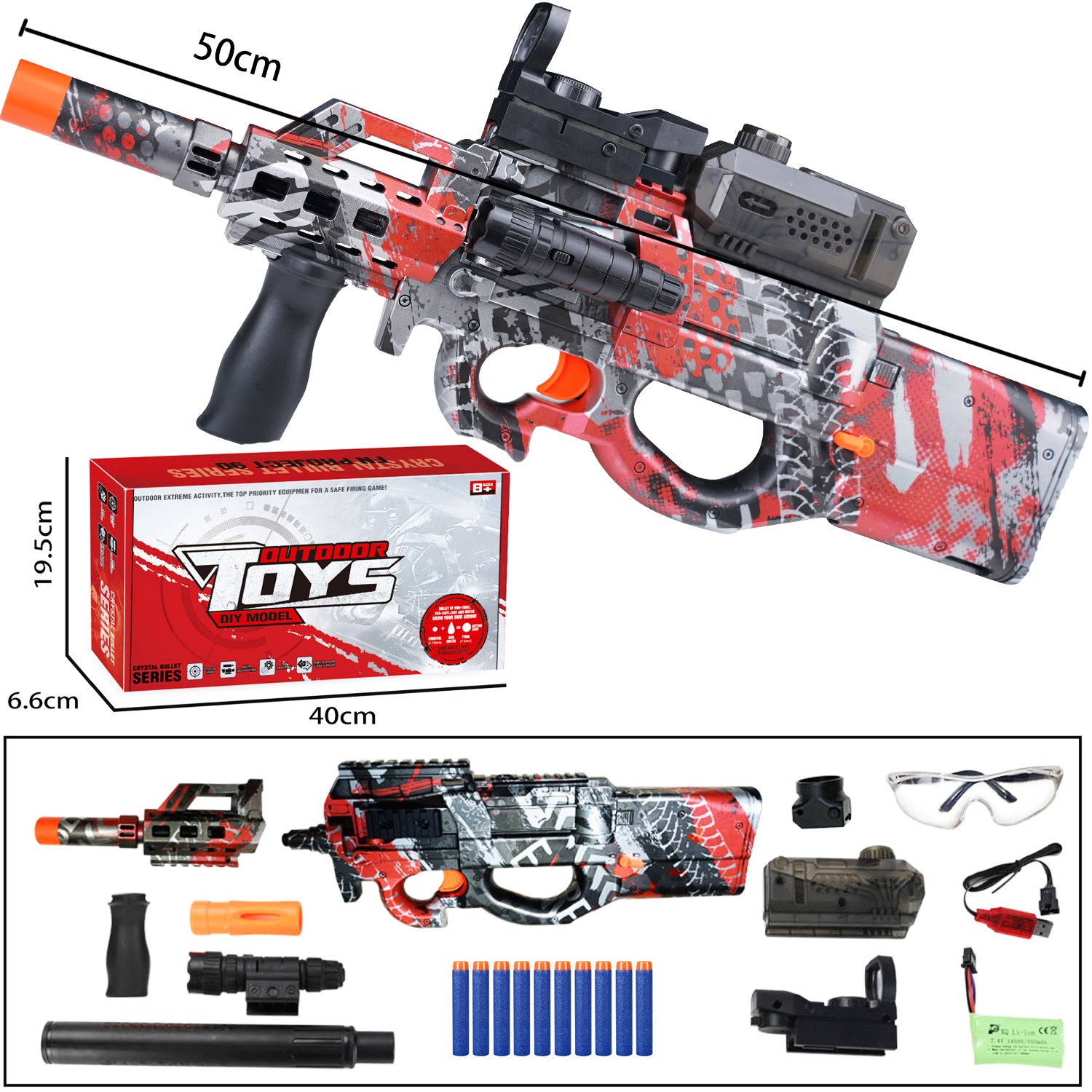 Electric High-speed Continuous Hair Soft Elastic Boy Crystal Toy Gun