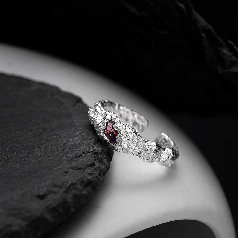Women's Sterling Silver Damaged Texture Ring
