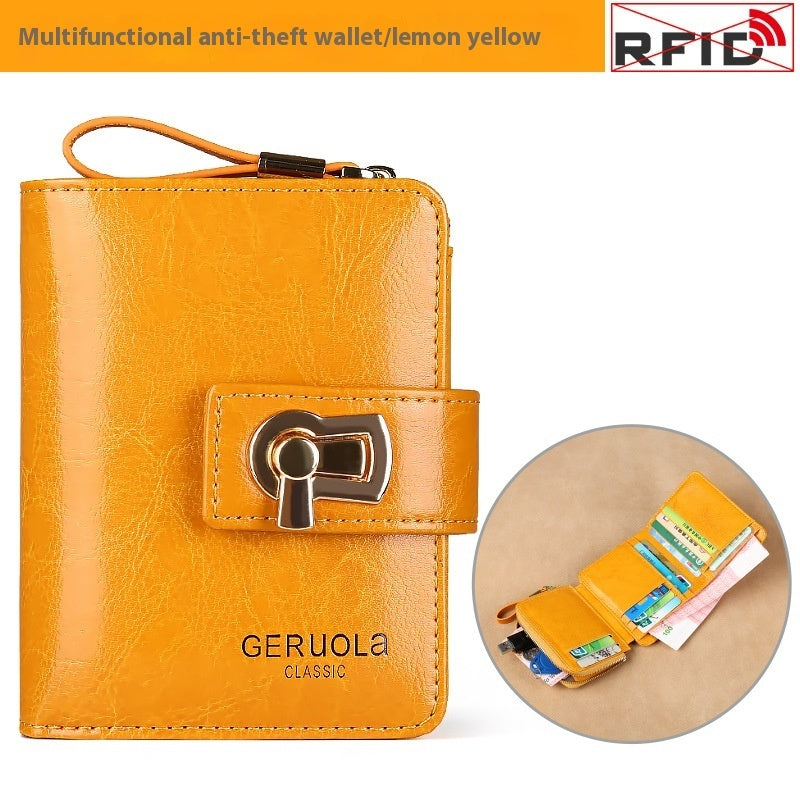 Women's Fashion Short Large Capacity Buckle Wallet