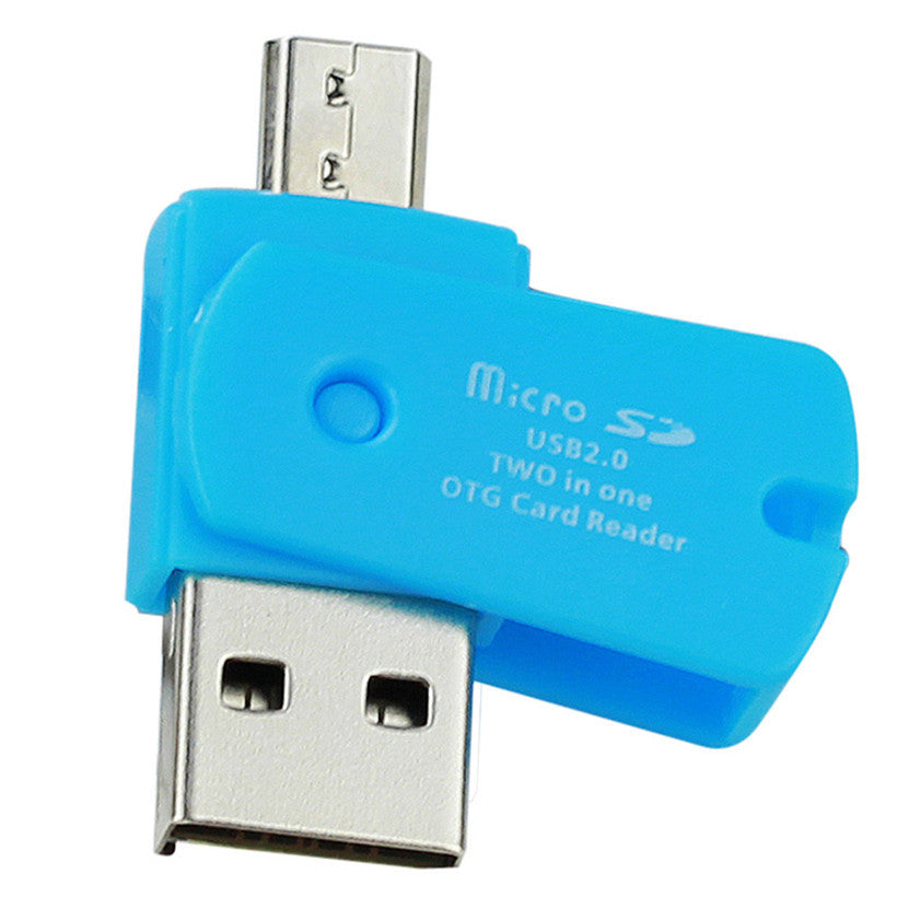 Rotating USB2.0 TF Card Reader 2-in-1 Micro Usb Android Phone OTG Card Reader