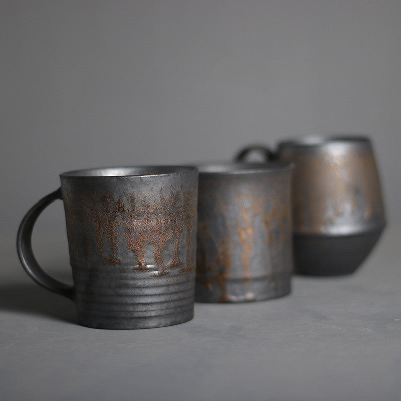 Vintage Stoneware Gilt Coffee Cup Ceramic Mug