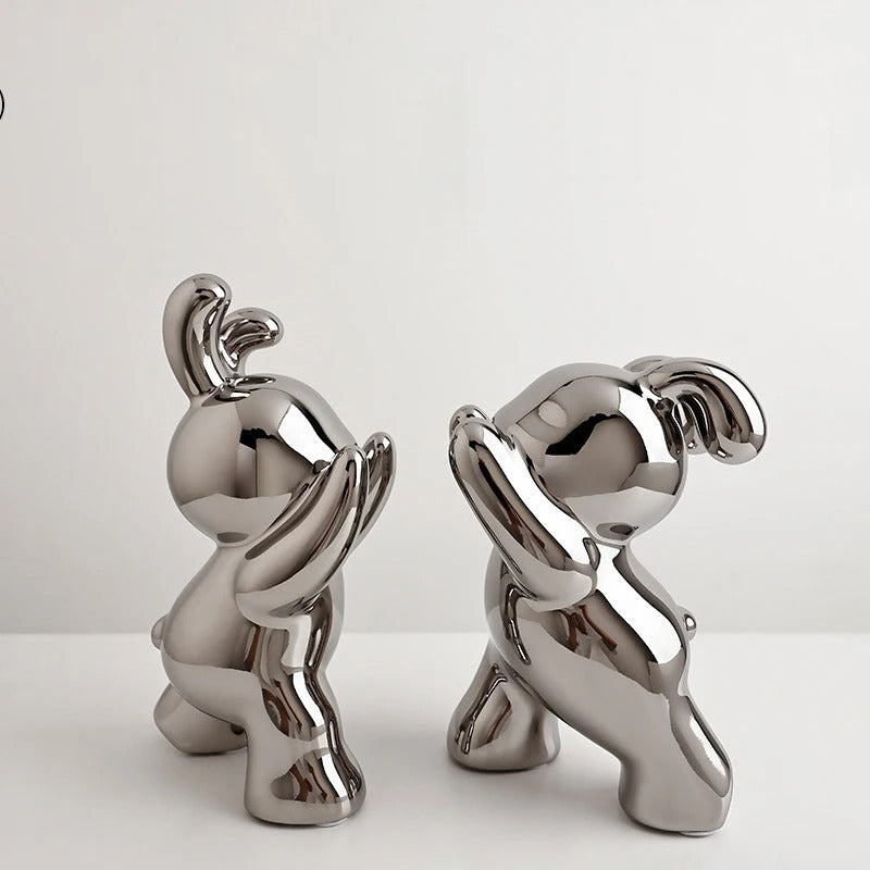 Push Rabbit Electric Bookcase Desk Ceramic Decorations Bookend Ornaments