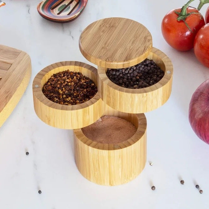 Bamboo Salt Jar Seasoning Box Kitchen Seasoning