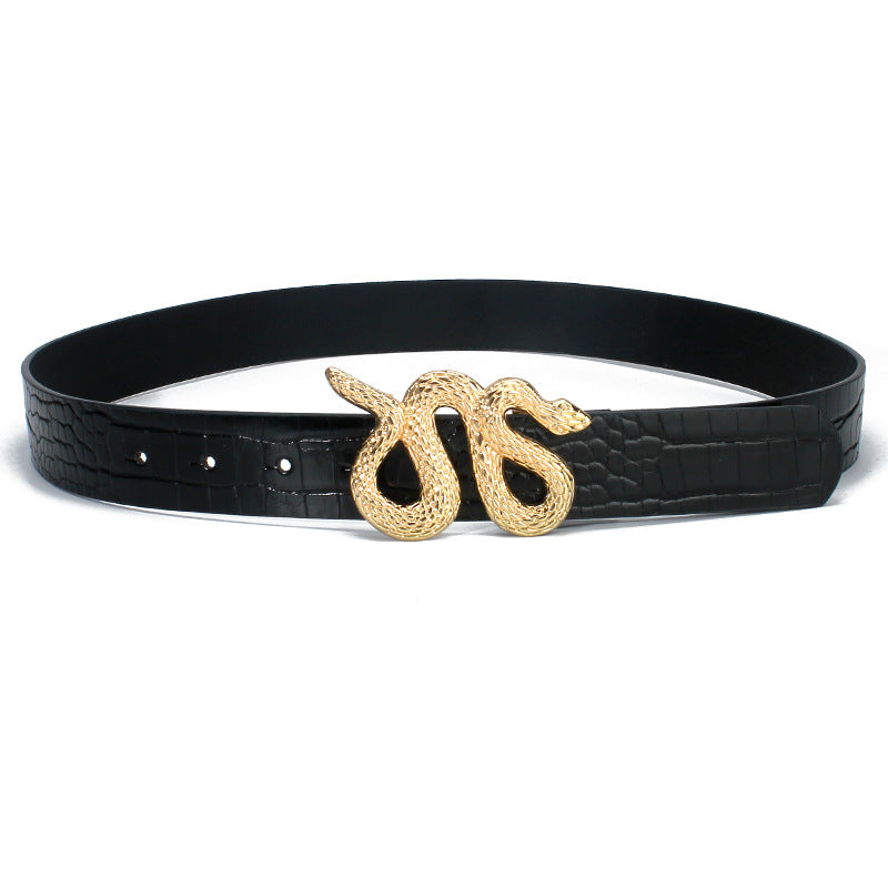 European And American Style Snake-shaped Buckle Belt Women