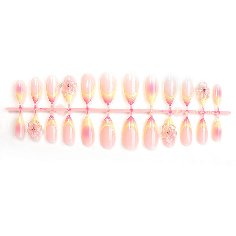 Handmade Pinch Flower Accessories Almond Nail Tips