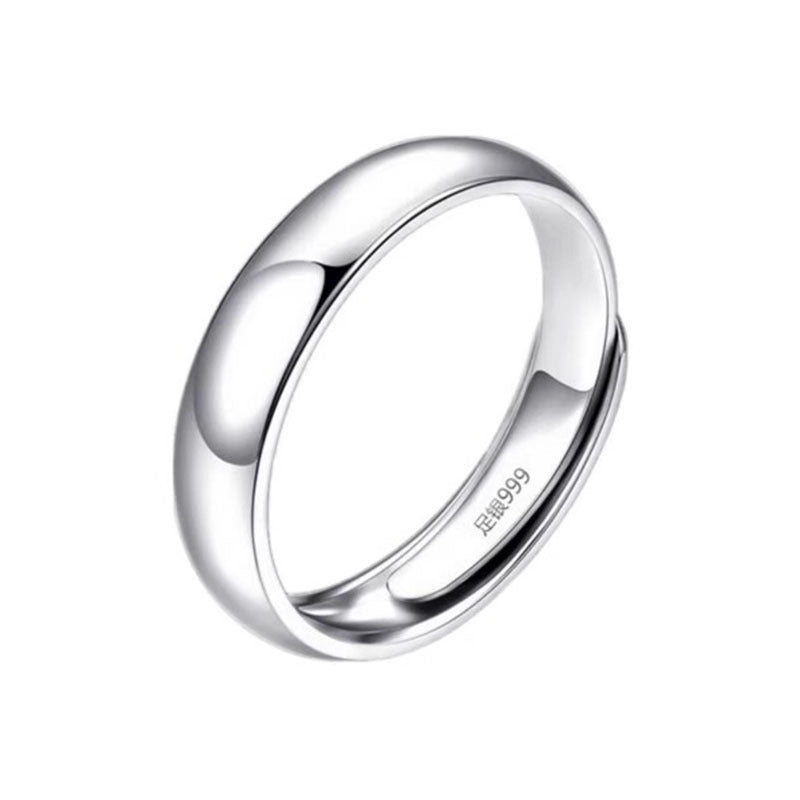 Simple S999 Pure Silver Glossy Simple Bracelet Ring