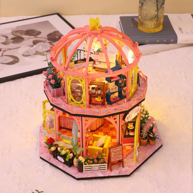 DIY Cottage Goods Reading Flowers Room Wooden Hand-assembled Architectural Model Ornaments