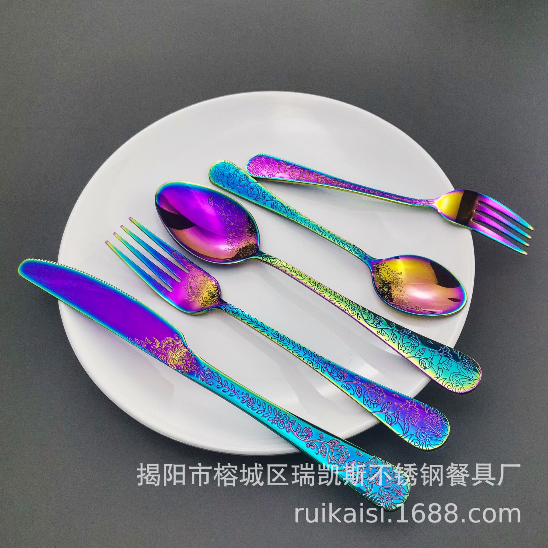 Stainless Steel Tableware Western Knives Dessert Spoon Fork Five-piece Set