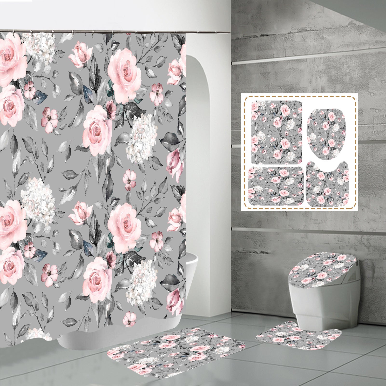 3D HD Digital Printing Bathroom Shower Curtain