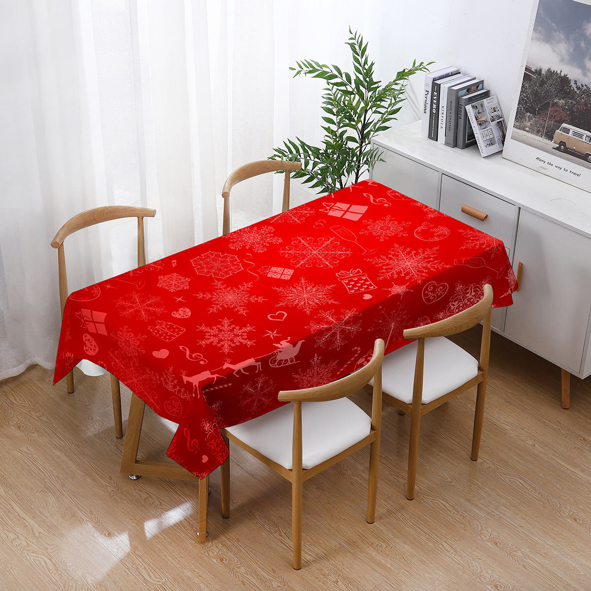 Printed Christmas Polyester Tablecloth Rectangular