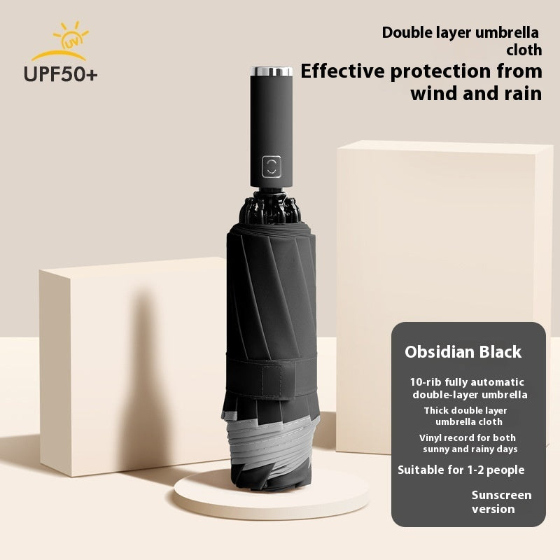 10-bone Automatic Vinyl Double-layer Reverse Umbrella