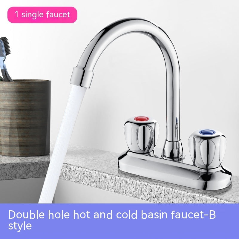 Hot And Cold Double Hole Washbasin Faucet