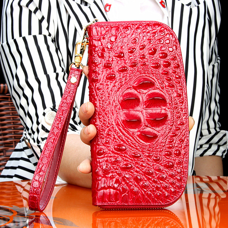 Women's Leather Wallet Long Zipper Clutch