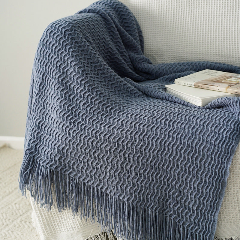 Solid Color Knitted Decorative Blanket Simple Sofa Blanket