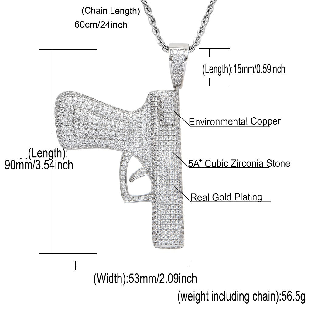Hip Hop Hipster Full Zircon Three-dimensional Necklace
