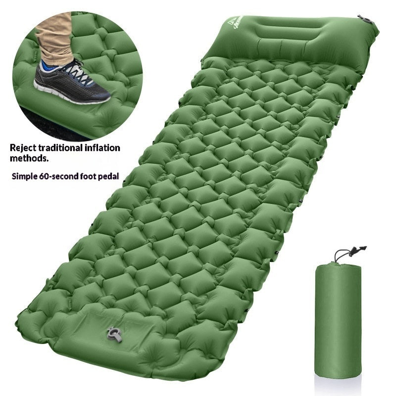 Outdoor Portable Foldable Foot-Pump Car-Carrying Inflatable Camping Mat