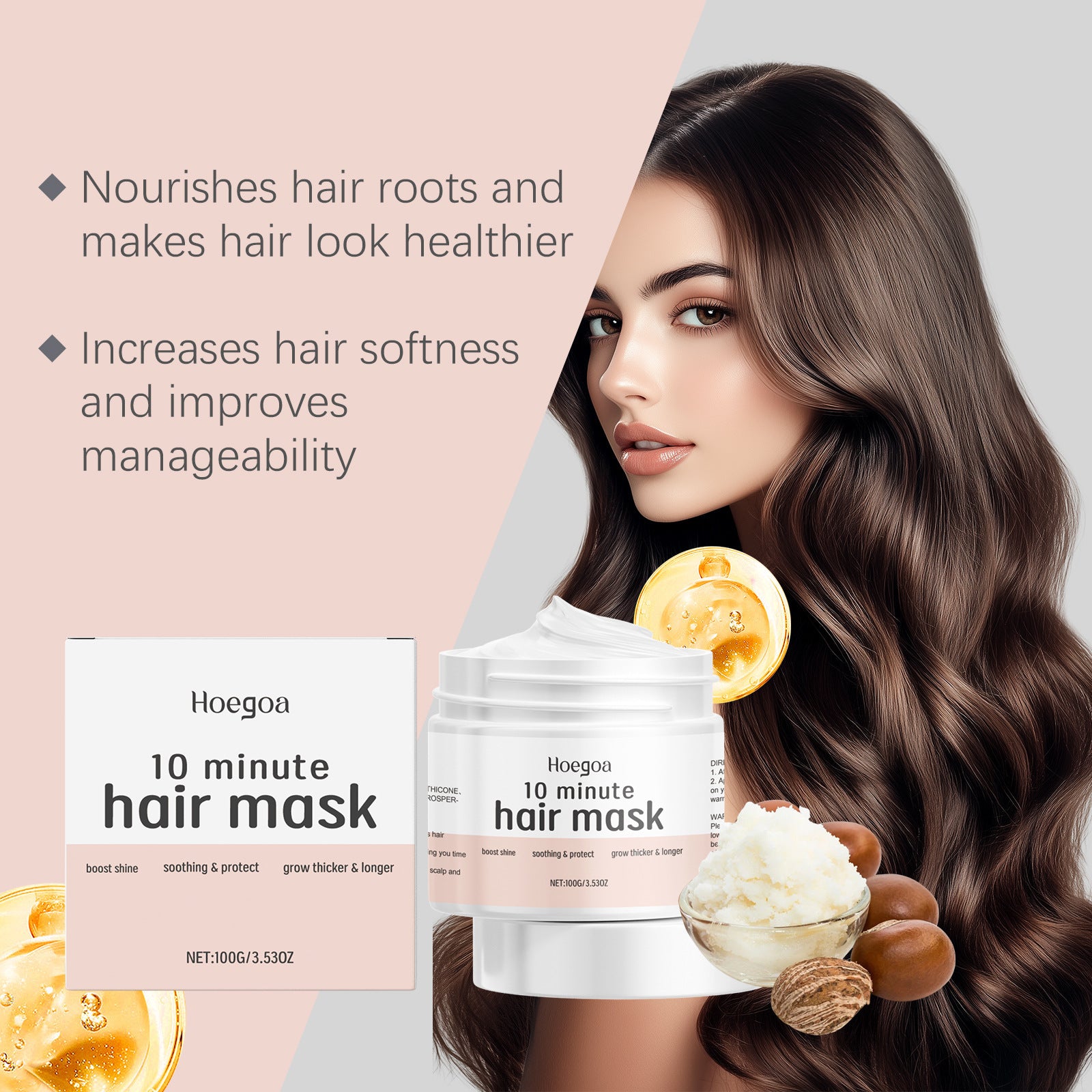 Masque capillaire hydratant et nourrissant en profondeur portatif pour la maison