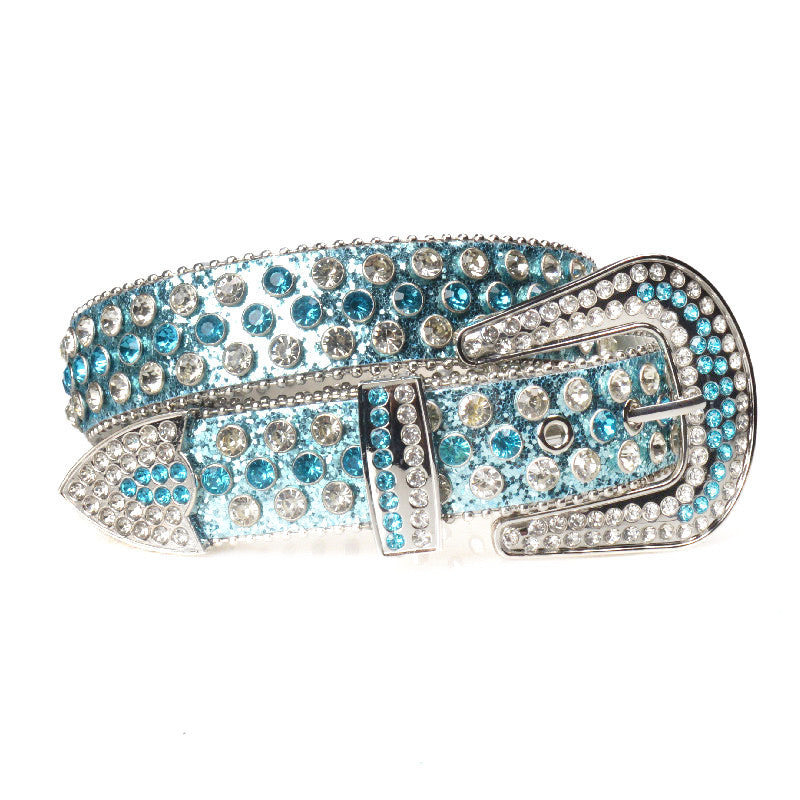 Ceinture pour femmes, boucle ardillon, strass, extension