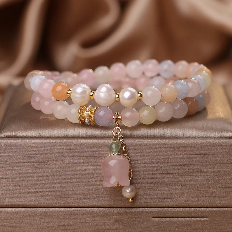 Ethnic Style Natural Morganite Bracelet Female Summer