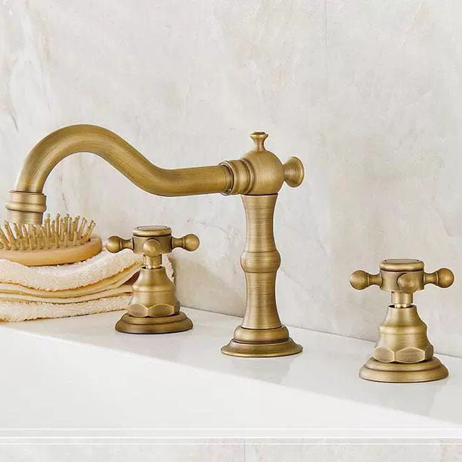 Retro Bathroom Double Handle Split Three-hole Faucet