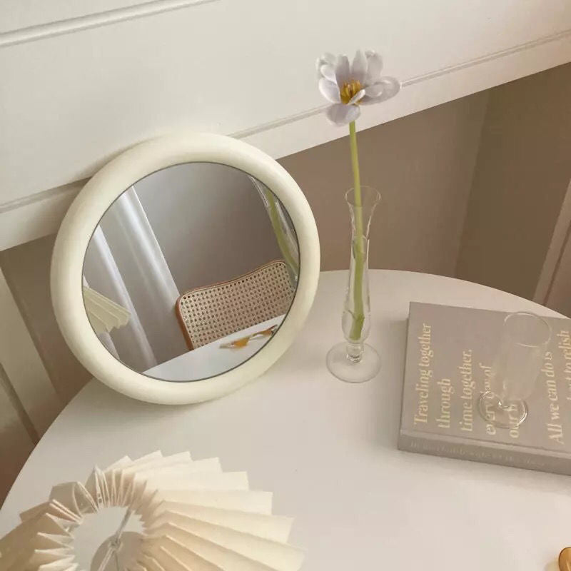 Miroir Rétro Miroir Maquillage Ornements Décoratifs Fille Cœur Bois Ins Miroir Suspendu