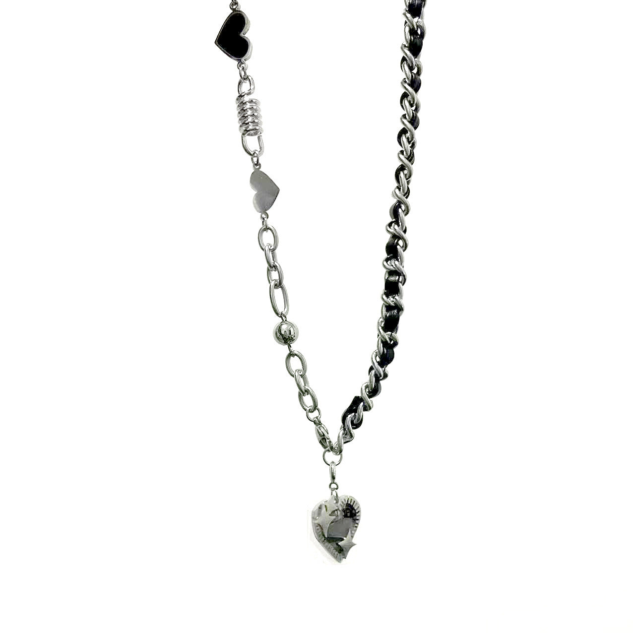 Black Love Hip Hop Titanium Steel Sweater Necklace For Women