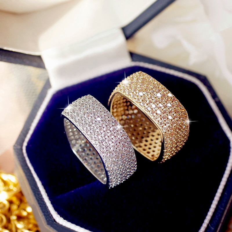Light Luxury Niche Square Full Diamond Index Finger Ring