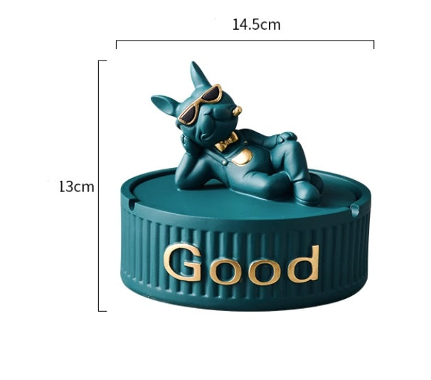 Bulldog Decoration With Cover Fly Ash Proof Ashtray