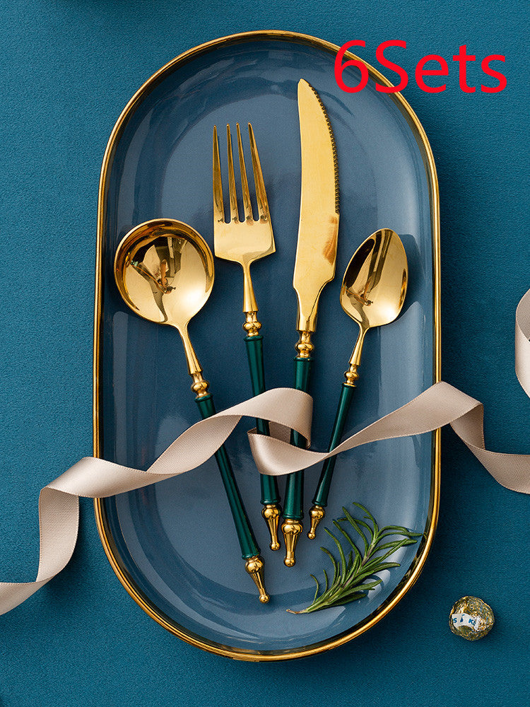 Steak Golden Knife Fork And Spoon Three-piece Set