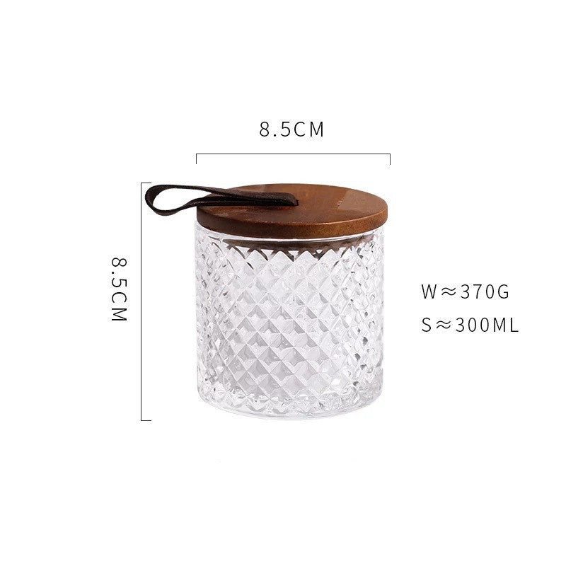 Embossed Glass Storage Box Beauty Egg Cotton Swab Storage Jar
