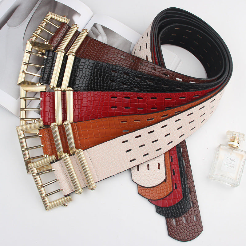 Ceinture de costume Rétro Boucle à trois broches Motif serpent Cuir Simple Avec robe pull Taille