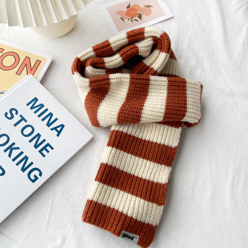 New Contrast Striped Scarf For Women's Warmth