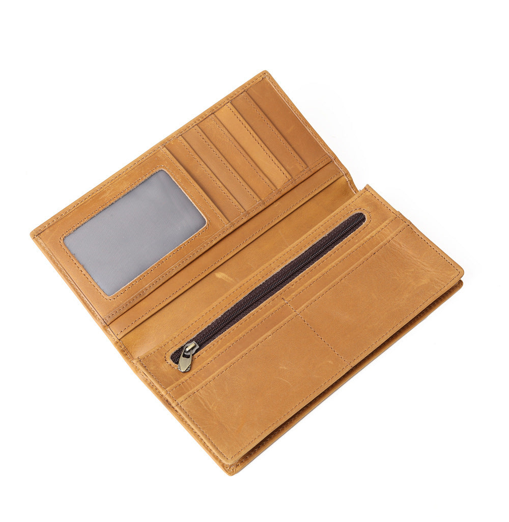 Portefeuille rétro en cuir de vachette première couche pure