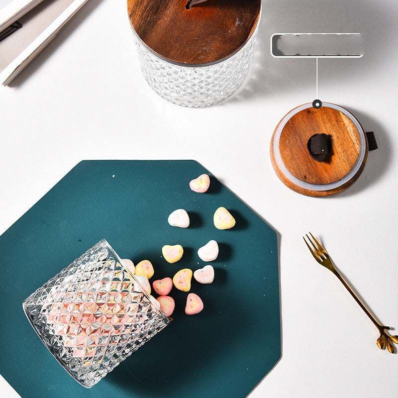Embossed Glass Storage Box Beauty Egg Cotton Swab Storage Jar