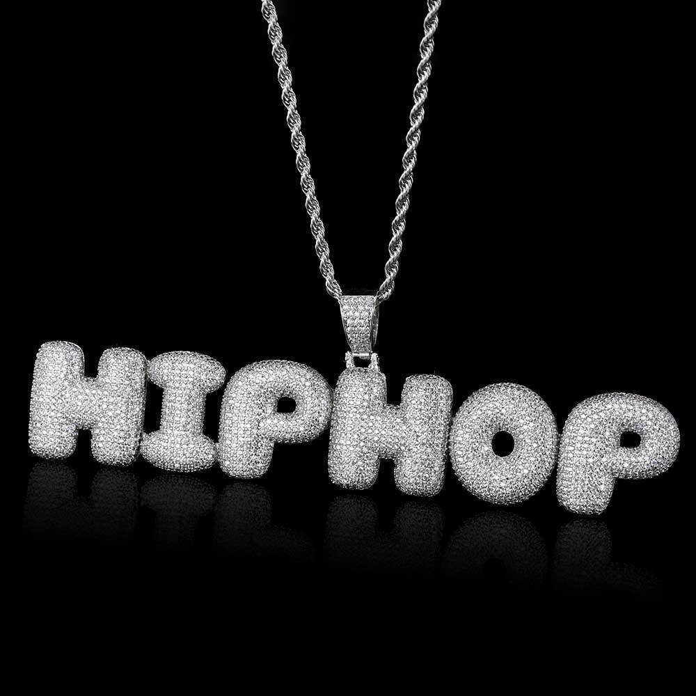Hip Hop Bubbles Letter Pendant Micro Zirconia Necklace