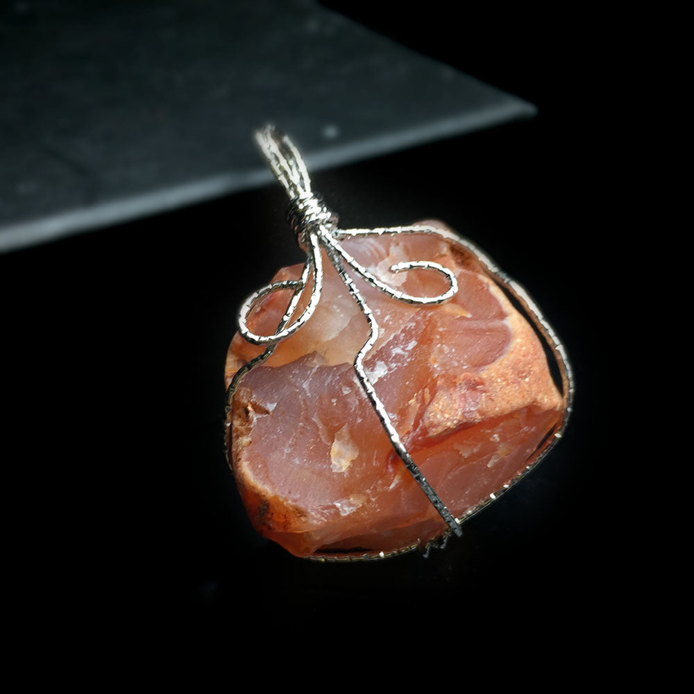 Natural Crystal Agate Rough Stone Pendant Irregular Winding