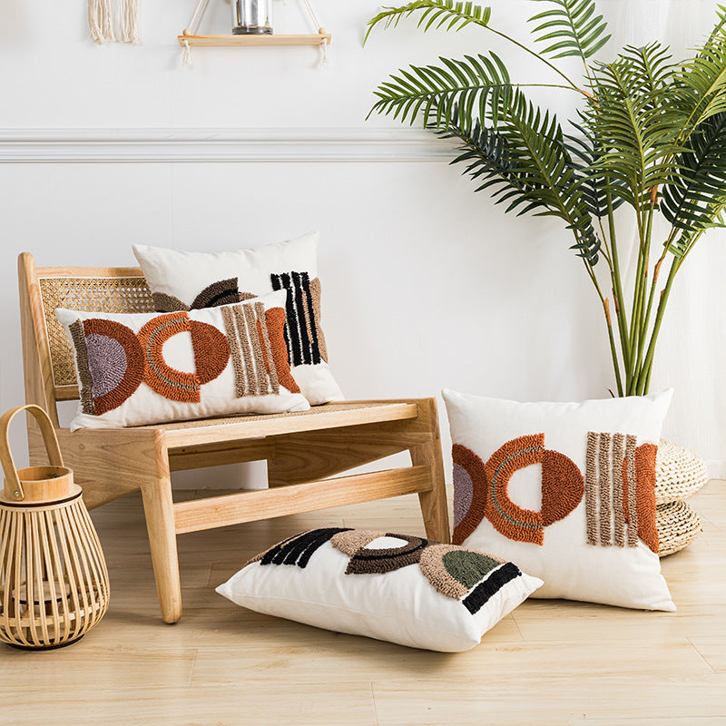 Cotton Canvas Loop Tufted Pillow
