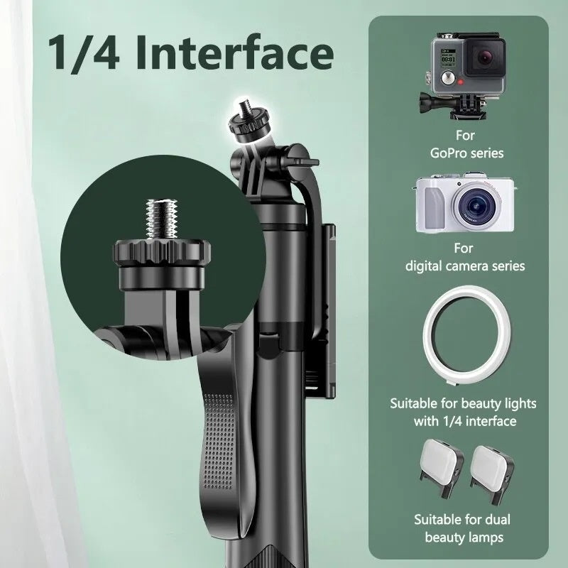 Cross-border Selfie Stick Double Fill Light Bluetooth-compatible Handheld Stabilizer Floor Telescopic Rod Stand For Live Streaming