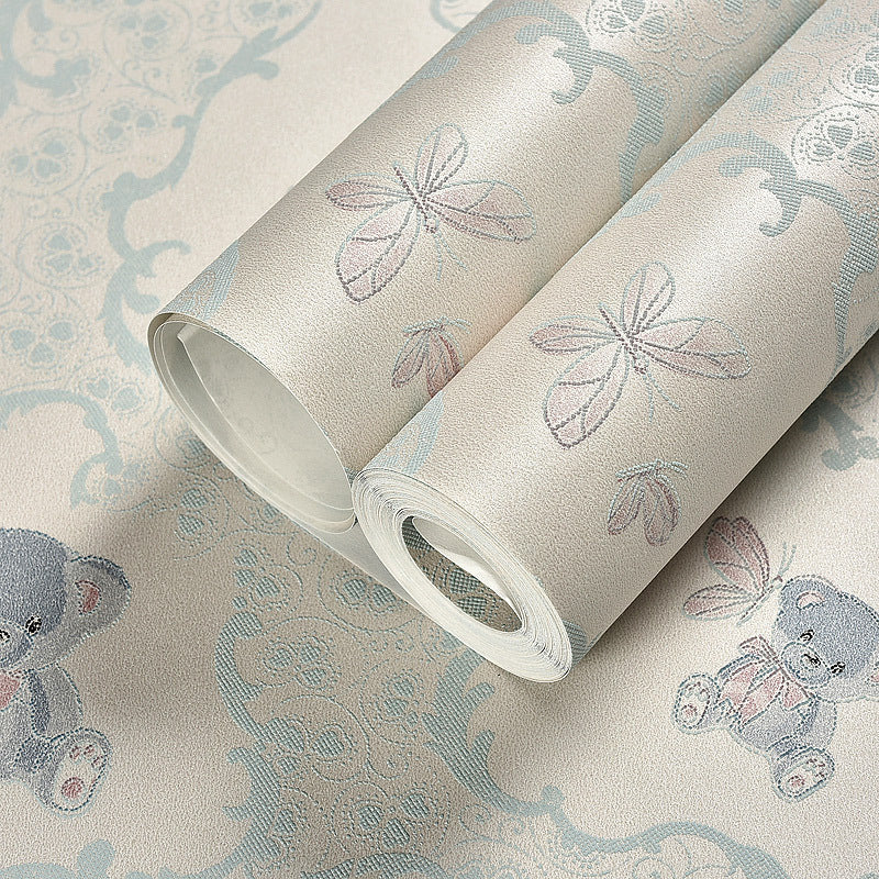 Cartoon Bear Wallpaper Cozy Bedroom Background Self-adhesive Sticker