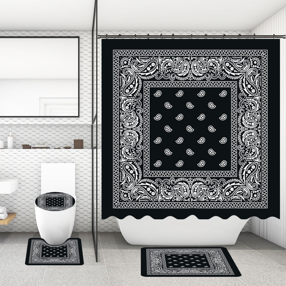Bathroom Shower Curtain Floor Mat Suit Ocean World Printing