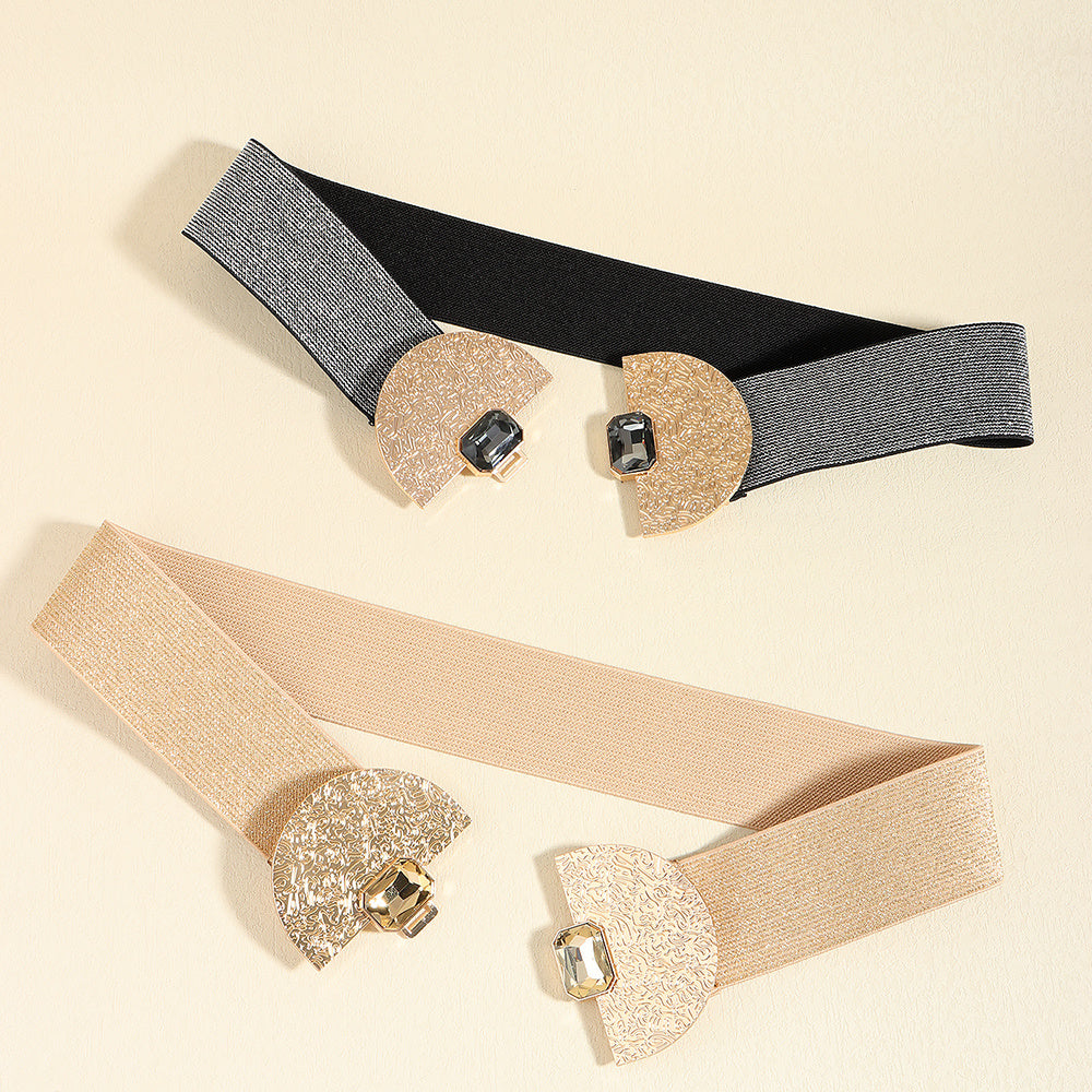 Ceinture Élastique Femme Tendance Brillante avec Perles, Ceinture Décorative pour Jupe, Housse de Taille Simple et Haut de Gamme