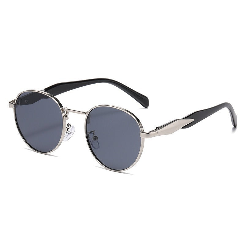 Lunettes de Soleil Rondes en Métal Protection UV pour Femme