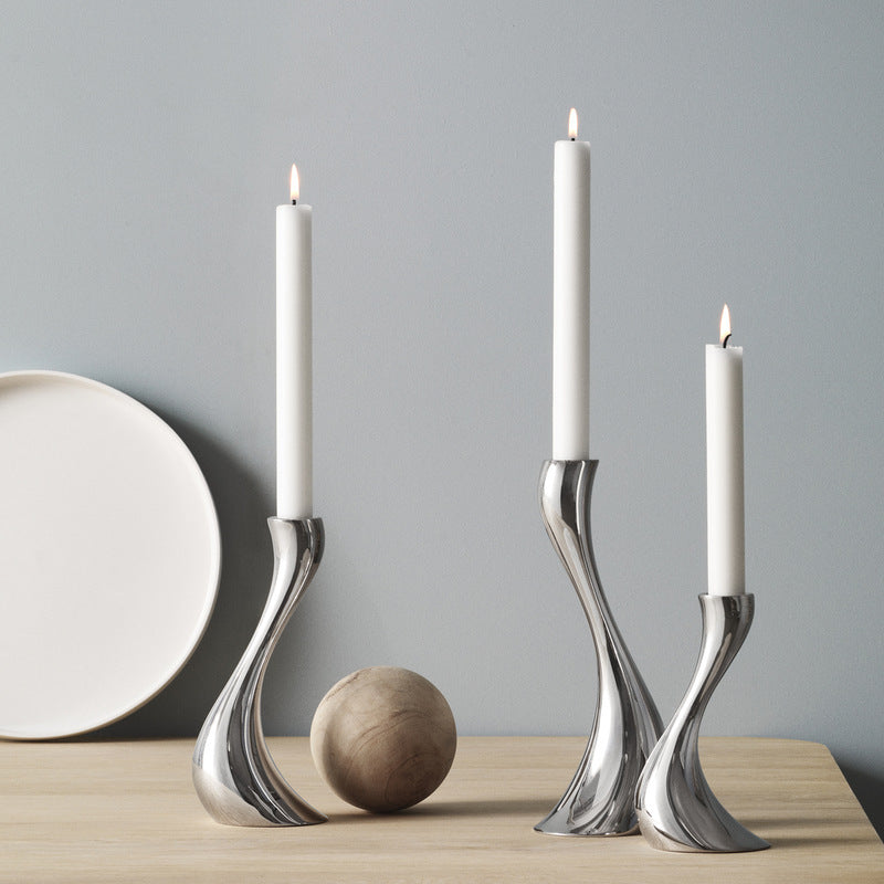American Graceful Curve Swan Ceramic Silver Plated Candle Holder